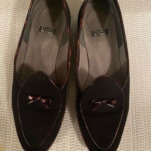 Stuart Weitman Black Tortoise Belgian Bow Loafers